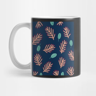 Green leaves and pink branches pattern, botanical illustration Mug